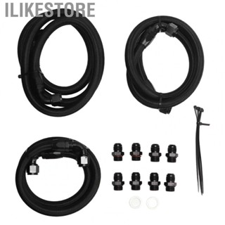 Ilikestore Transmission Cooler Lines  Stainless Steel Black Anodized Rustproof Transmission Hose Fitting Set Abrasion Resistant  for Duramax LLY LBZ LMM