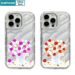 SUNTAIHO เคสโทรศัพท์มือถือ ซิลิโคนใส ลายดอกไม้ สําหรับ iPhone 14 Pro Max Case 8 7 Plus XR X XS Max 14 13 12 11 Pro Max