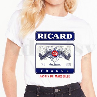 เสื้อยืดแขนสั้น พิมพ์ลาย RICARD แฟชั่นฮาราจูกุ สไตล์วินเทจ สําหรับผู้หญิง