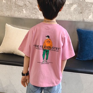 พร้อมส่ง ขายดี เสื้อยืดแขนสั้น ผ้าฝ้ายแท้ พิมพ์ลายการ์ตูน ทรงหลวม สไตล์เกาหลี ญี่ปุ่น แฟชั่นฤดูร้อน สําหรับเด็กผู้ชาย