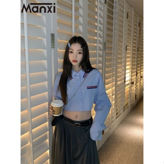 Manxi เสื้อเชิ้ตผู้หญิง เสื้อแฟชั่นผู้หญิง สะดวกสบาย  มีความรู้สึกของการออกแบบ	 A25K0RP