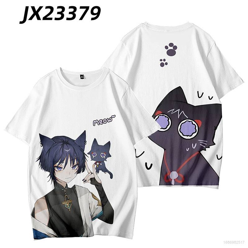 Ellen Genshin Impact เสื้อยืดแขนสั้น พิมพ์ลายอนิเมะ Wanderer สไตล์ฮาราจูกุ คอสเพลย์ Kunikuzushi แฟชั่นสําหรับผู้ชาย และผู้หญิง