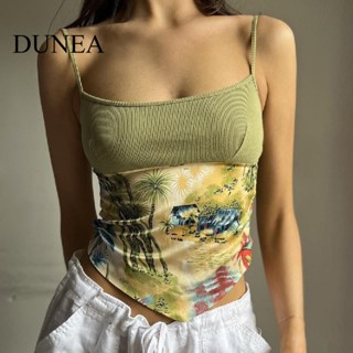 Dunea เสื้อสายเดี่ยว พิมพ์ลายภูมิทัศน์ สไตล์อเมริกัน สําหรับผู้หญิง