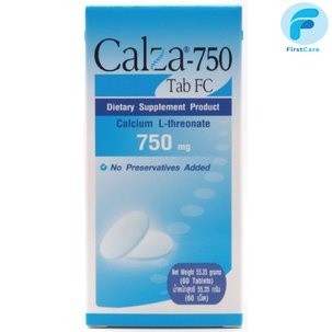 CalZa   แคลซ่า  แคลเซียม แอล- ทรีโอเนต 750 mg.ชนิดเม็ด 60 เม็ด [ First Care ]