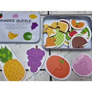 SHAPE PUZZLE จับคู่การ์ดปริศนาฝึกภาษา ของเล่นเสริมทักษะการเรียนรู้ ลายผลไม้ JP-69