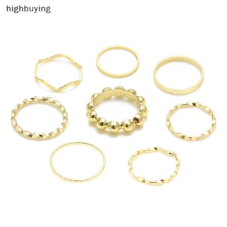 [highbuying] 8 ชิ้น / เซต แหวนสีทองโบโฮ สําหรับผู้หญิง แหวนนิ้วเรขาคณิต วินเทจ เครื่องประดับอินเทรนด์ ใหม่ พร้อมส่ง