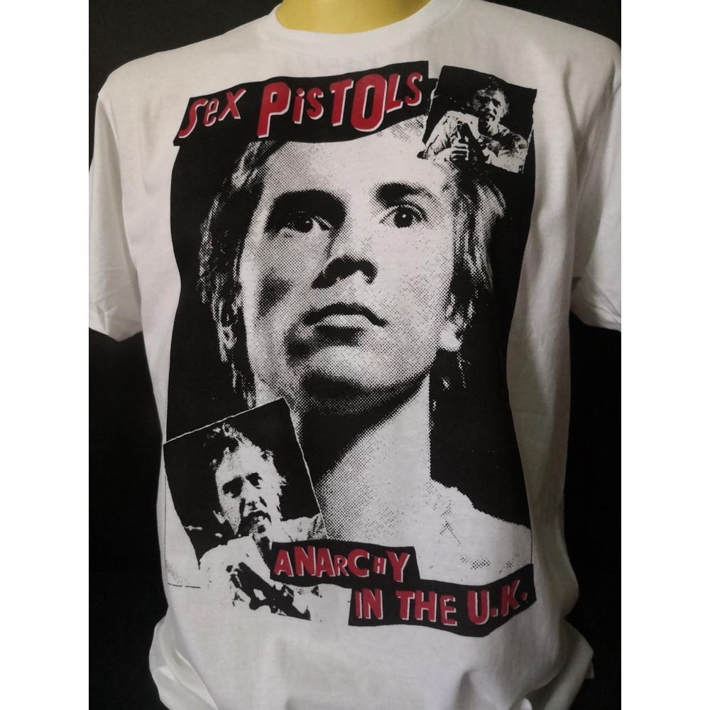 ความร้อน เสื้อวงนำเข้า Johnny Rotten Sex Pistols Anarchy In The UK Sid Vicious Punk Rock Style Vinta