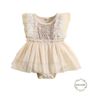 Babyclothes- ชุดรอมเปอร์ แขนกุด คอกลม ประดับเลื่อมแวววาว แฟชั่นฤดูร้อน สําหรับเด็กผู้หญิง