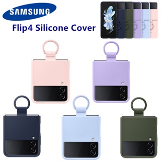 ของแท้ เคสโทรศัพท์มือถือ ซิลิโคน พร้อมแหวนตั้งโทรศัพท์ สําหรับ Samsung Galaxy Z Flip4 5G Z Flip 4 EF-PF711