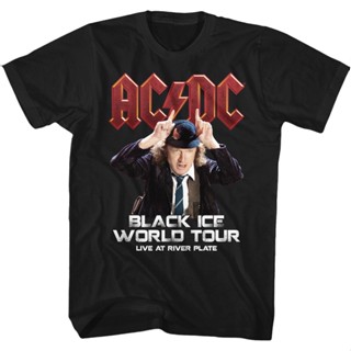 เสื้อยืด พิมพ์ลายทัวร์โลกน้ําแข็ง ACDC สีดํา