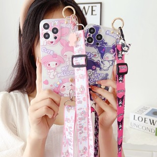 Yiki|เคสโทรศัพท์มือถือ TPU แบบนิ่ม ลายการ์ตูน Kuromi My Melody พร้อมสายคล้อง สําหรับ Huawei Honor 80GT 80SE 80 Pro 80 70 Pro 70 60SE 60 Pro 60 20 9X Pro Y9S