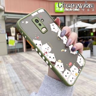 สําหรับ Samsung galaxy J8 2018 เคสการ์ตูนแมวน่ารัก ฝ้า บาง ดีไซน์ใหม่ กันกระแทก เคสโทรศัพท์แข็ง แฟชั่น ขอบซิลิโคน เคสป้องกัน