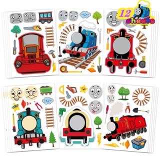 สติกเกอร์ปริศนา Thomas And His Friends Make Your Own Face DIY ของเล่นสําหรับเด็ก 12 ชิ้น ต่อล็อต