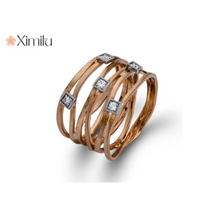 ♥ แหวนหมั้น ประดับเพทาย ชุบเงิน หลายชั้น สีโรสโกลด์ สําหรับผู้หญิง