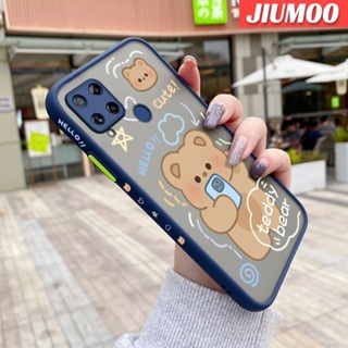 สําหรับ Realme C15 เคสการ์ตูนหมีเท็ดดี้ ขอบสี่เหลี่ยม ดีไซน์ใหม่ กันกระแทก ฝ้า ใส เคสโทรศัพท์แข็ง