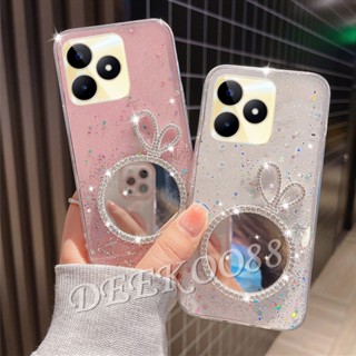 เคสโทรศัพท์มือถือ ลายกระต่ายน่ารัก แต่งกลิตเตอร์ พร้อมกระจก สําหรับ Realme C53 C55 NFC 10T 10 Pro+ Pro 5G Coca-Cola Edition 4G Plus RealmeC53