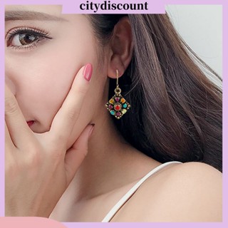 &lt;citydiscount&gt; โบฮีเมียน ขนมเปียกปูน ที่มีสีสัน พลอยเทียม เสน่ห์ ตะขอ ต่างหู ผู้หญิง ปาร์ตี้ เครื่องประดับ