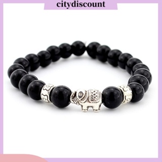 &lt;citydiscount&gt; กําไลข้อมือ เชือกยางยืด ประดับลูกปัด ลายช้าง เครื่องประดับ สําหรับผู้หญิง และผู้ชาย