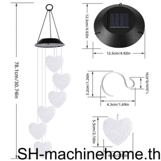 (runbu) กระดิ่งลมพลังงานแสงอาทิตย์ รูปหัวใจ เปลี่ยนสีได้ สําหรับตกแต่งบ้าน สวน ลานบ้าน