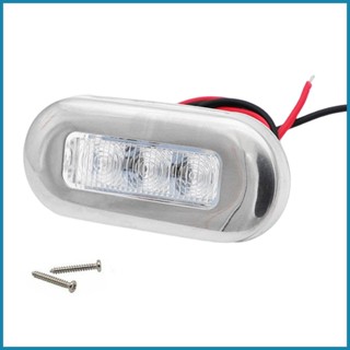 ไฟนําทาง LED 12v 3 ดวง กรอบสเตนเลส ติดเรือ สําหรับเรือ