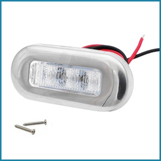 ไฟนําทาง LED 12v 3 ดวง กรอบสเตนเลส ติดเรือ สําหรับเรือ