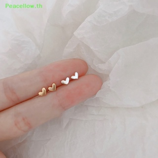 Peacellow ต่างหูสตั๊ด รูปหัวใจ ขนาดเล็ก สีทอง สีเงิน สไตล์เกาหลี เรียบง่าย 1 คู่