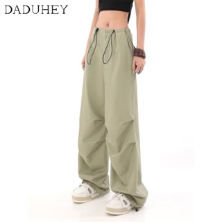 DaDuHey🎈 American Style Retro Overalls Womens Hiphop High Waist Loose Casual Hip Hop Straight Wide Leg Cargo Pants