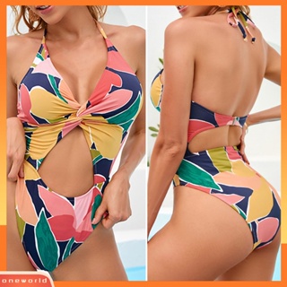 [OED] Monokini ชุดว่ายน้ําวันพีช เปิดหลัง พิมพ์ลายดอกไม้ วันพีช ฤดูร้อน สําหรับผู้หญิง