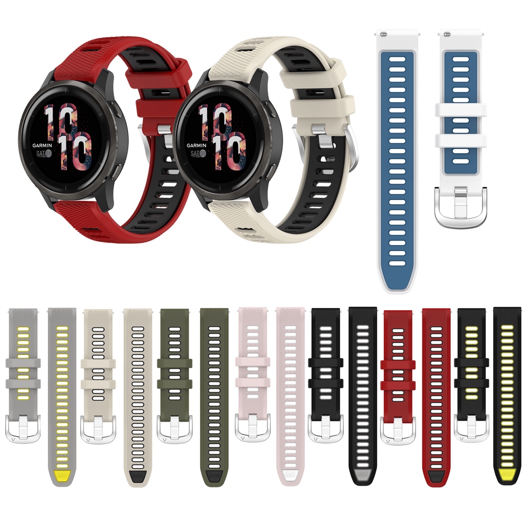 สายรัดข้อมือซิลิโคนสําหรับ Huawei GT4/GT5, Garmin Venu3/Venu2/Forerunner 255/265S/265, Vivoactive 4/4S/Venu 2/3/2S, 41/46 มม.