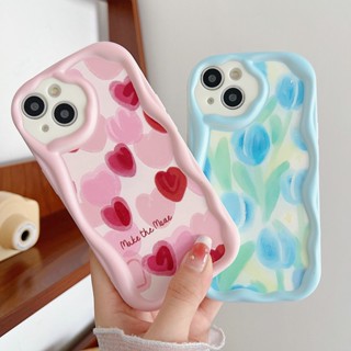 Soft Casing Redmi Note 12S 4G 12 Pro 5G 12C A1 A2 11S 11 10C 10 9T 9C 9A POCO X5 Cute New Cream Edge Blue tulips pink hearts Fine Hole Shockproof Airbag Phone Case Cover 1STN 09