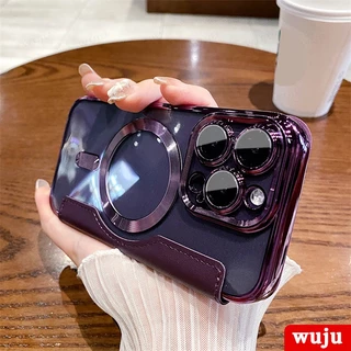 Wuju เคสโทรศัพท์มือถือหนัง แบบฝาพับแม่เหล็กไร้สาย ชาร์จได้ เคส เข้ากันได้สำหรับ เคสไอโฟน Case Compatible For iPhone 17 11 12 13 14 15 16 Pro Max Air