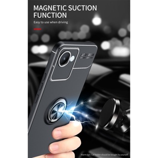 Realme C30 C30s C33 C35 C21Y C25Y Real me C31 Shockproof Phone Case Soft Silicone Metal Ring Holder Stand Back Cover Flexible Rubber Phone Casing