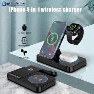 Grandstore 4 in 1 แท่นชาร์จโทรศัพท์ไร้สาย แบบพับได้ รองรับเอียร์บัดทั้งหมด ที่สามารถชาร์จแบบไร้สาย K5U6