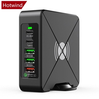 Hotwind อะแดปเตอร์ชาร์จ 75W 5 พอร์ต USB C PD QC3.0 Type C ชาร์จเร็ว พร้อมขาตั้ง F4T8