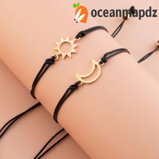 OCEANMAPDZ สร้อยข้อมือคู่รัก โบฮีเมียน ของขวัญคนรัก ดวงจันทร์ โลหะผสม ดวงอาทิตย์ ทอมือ สร้อยข้อมือ