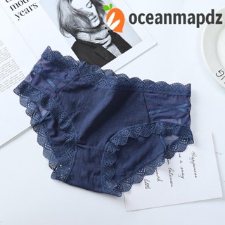 OCEANMAPDZ กางเกงชั้นใน ผ้าฝ้าย เอวกลาง สวมใส่สบาย สีโปร่งใส สําหรับผู้หญิง