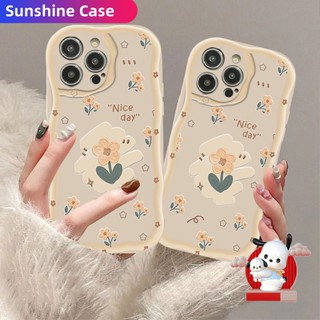 เคสโทรศัพท์มือถือ TPU นิ่ม ป้องกัน ลายดอกไม้ สีเหลือง แบบเรียบง่าย สําหรับ iPhone 14 13 12 11 Pro Max 7 8 Plus SE2020 X XR Xs Max 6 6s Plus