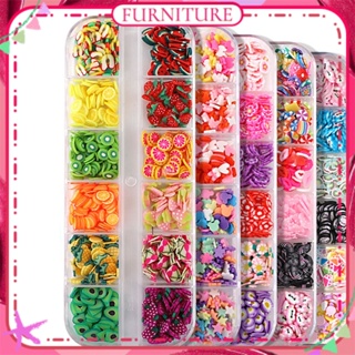 ♕ 12 Grids Nail Art Soft Ceramic Slice Patch Snowflake Star Fruit Handmade Jewelry Mixed Colorful Nail Decoration Manciure Tool For Nail Shop FURNITURE