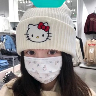 Cute Little Cat Embroidered Knitted Hat Girls New Cute Cartoon Cat Woolen Hat Autumn and Winter Warm Hat Couple Pullover Hat