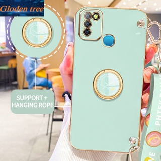 เคสโทรศัพท์มือถือ ลายต้นไม้ Gloden พร้อมขาตั้ง และสายคล้อง สําหรับ Infinix Smart 5 Hot 10 Lite X657 X657B X657C