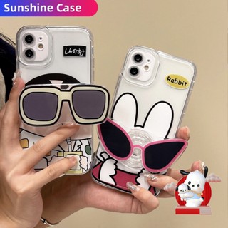 เคสโทรศัพท์มือถือ ลายการ์ตูนกระต่ายน่ารัก พร้อมที่ตั้งวางแว่นกันแดด สําหรับ Vivo V23e V21e V20Se V20Pro Y12A Y12s Y21s Y33s Y20i Y20s Y20A Y20T S1Pro Y17 Y15 Y12