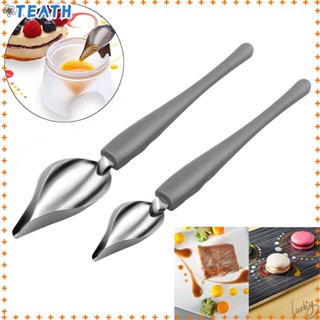 TEAK New Valon Sauce Spoon Kitchen Tools Art Pencil Draw Design Chef Decoration Spoon Dessert Decor Stainless Steel Painting Pencil Spoon Sauce Painting High Quality Dessert Spoon Kitchen Nozzle Spoon