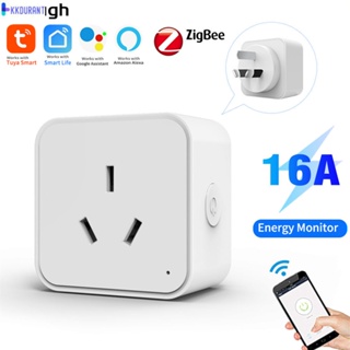 ในสต็อก Tuya Zigbee3.0 ซ็อกเก็ตปลั๊กอัจฉริยะ Energy Monitor Timing ฟังก์ชั่นนับถอยหลัง แอพสมาร์ทโฟน รีโมทคอนโทรล รองรับการควบคุมด้วยเสียง KDURANT