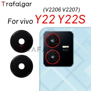 เลนส์กระจกกล้องด้านหลัง พร้อมสติกเกอร์กาว แบบเปลี่ยน สําหรับ vivo Y22 Y22S V2206 V2207