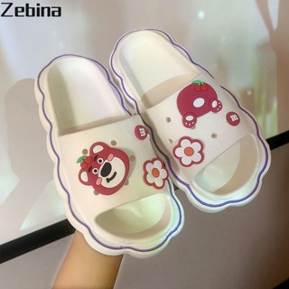 Zebina รองเท้าแตะการ์ตูนที่สะดวกสบายและน่ารักนอกในร่มกันลื่นรองเท้าแตะรองเท้าแตะชายหาดด้านล่างแบนสำหรับผู้หญิง