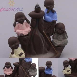 【COLORFUL】Ceramic Ornament Chinese Monks Statue 3.5 * 4.3cm Buddhist Traditional