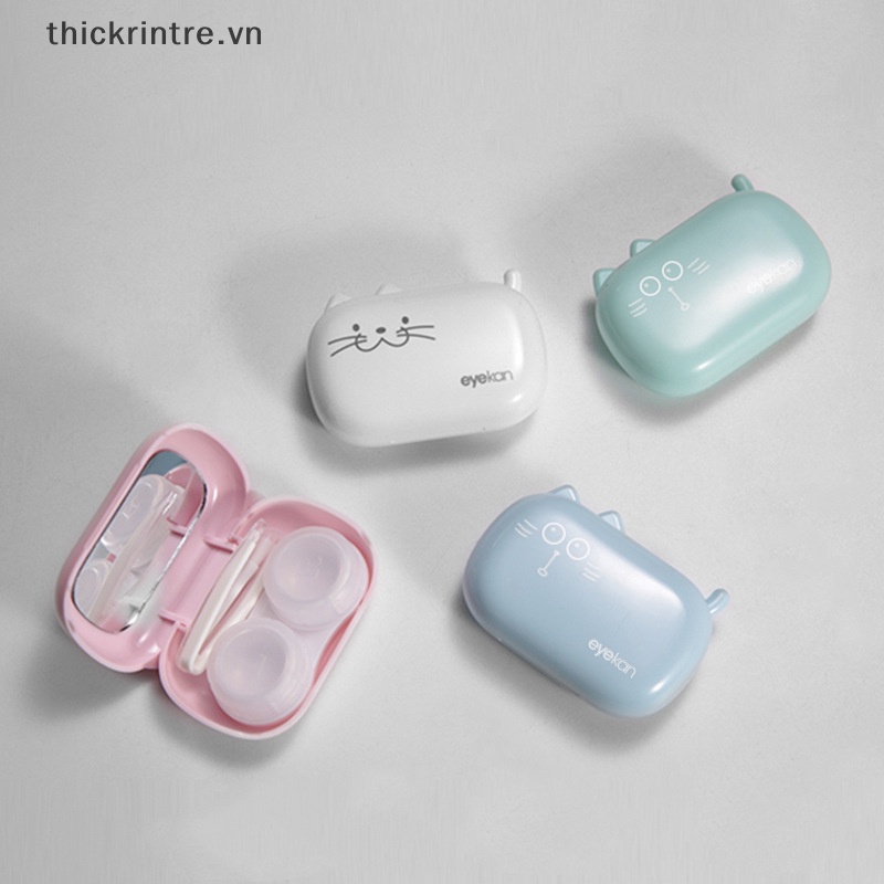 THI Mini แบบพกพาแมวน่ารักคอนแทคเลนส์ผู้หญิง Ins น่ารักเลนส์คอนเทนเนอร์ชุดเดินทางสําหรับสาว VN