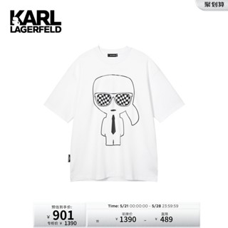 Karl LAGERFELD 23 ใหม่ เสื้อยืดแขนสั้น ทรงหลวม สีขาว แฟชั่นฤดูร้อน สําหรับผู้ชาย และผู้หญิง