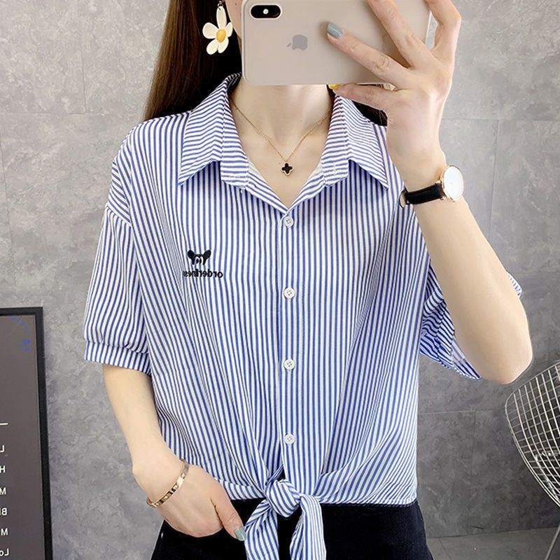 Bee แถบ เสื้อผ้ากันแดด สไตล์ใหม่ แขนกลาง รุ่นบาง เสื้อเชิ้ต ท็อปส์ ผู้หญิง เทรนด์ ราคาถูก คุณภาพดี