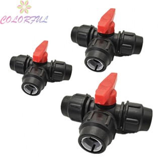 【COLORFUL】PE three Water Adaptor Pipe Connector Clamp With Control valve Connector Black